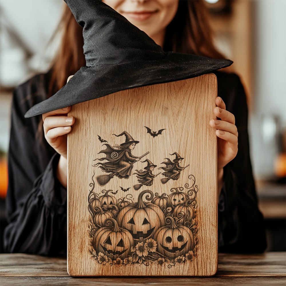 Halloween Charcuterie Board Engraving File, Witch Coven, Pumpkin Patch Design - Imagen 2