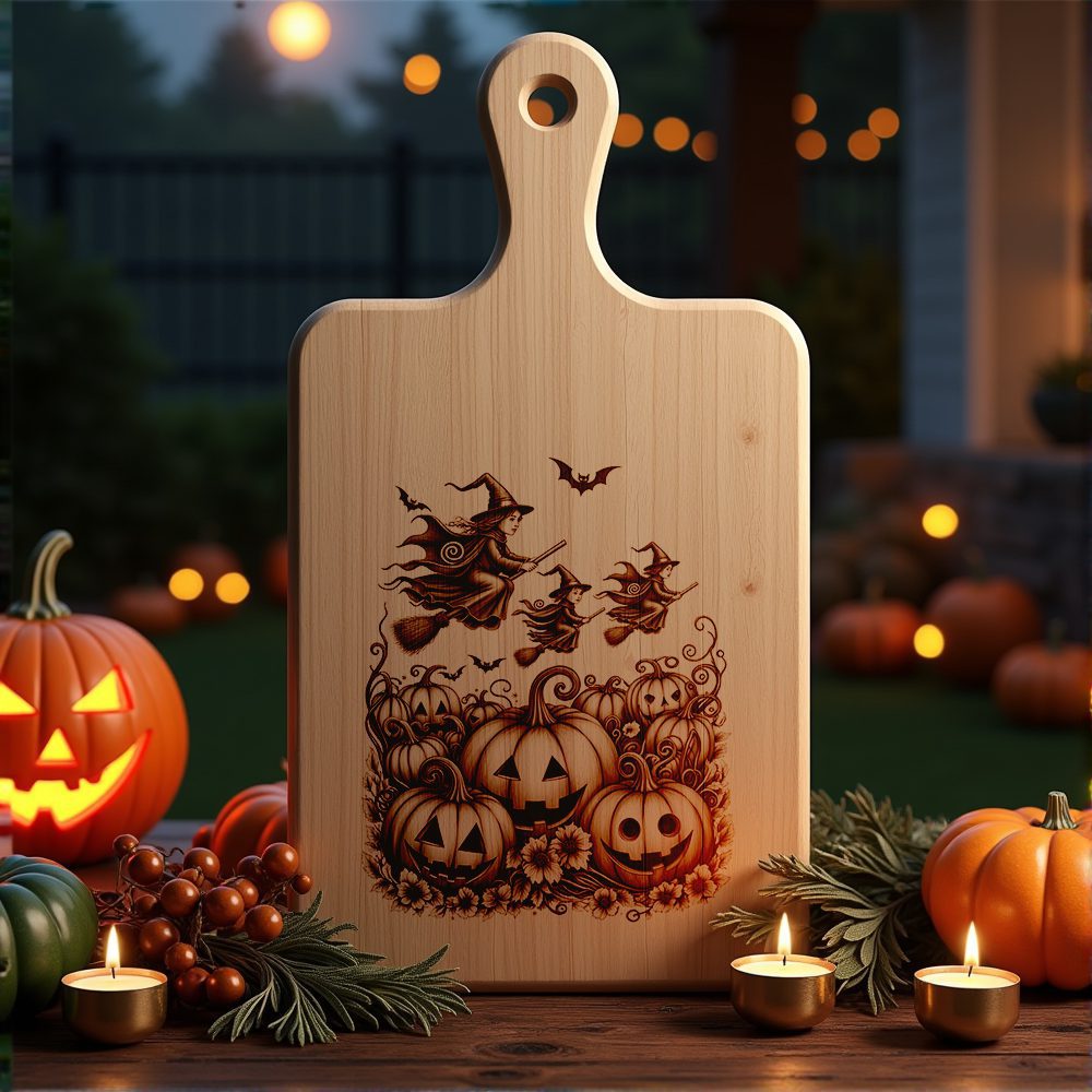 Halloween Charcuterie Board Engraving File, Witch Coven, Pumpkin Patch Design - Imagen 6
