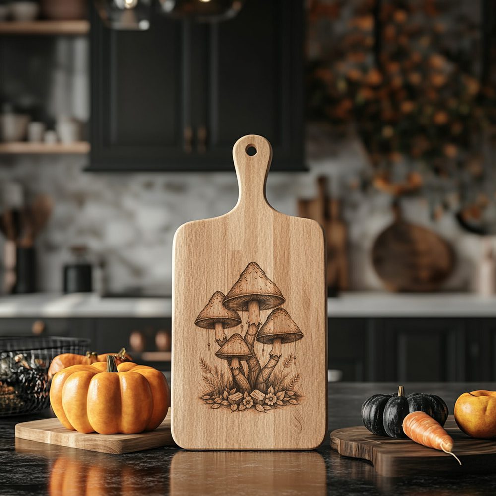 Halloween Charcuterie Board Engraving File, Witch Hat, Mushroom Cluster Design - immagine 7