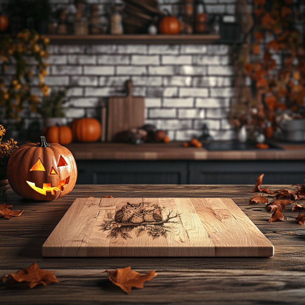 Halloween Charcuterie Board File, Laser Engraved Owls on Moonlit Branch Design - immagine 4