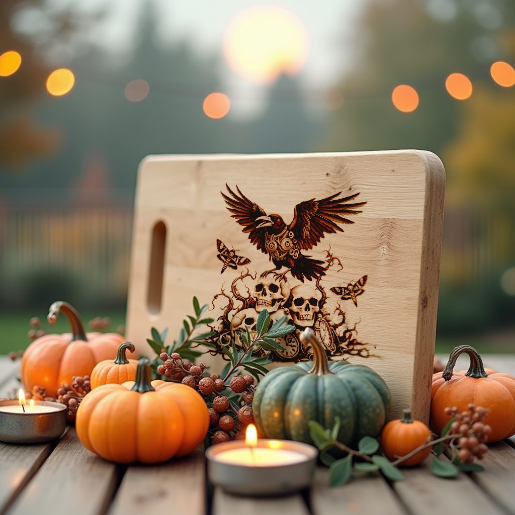 Halloween Charcuterie Board Laser Engraving File, Creepy Clockwork