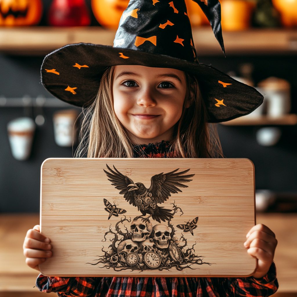 Halloween Charcuterie Board Laser Engraving File, Creepy Clockwork