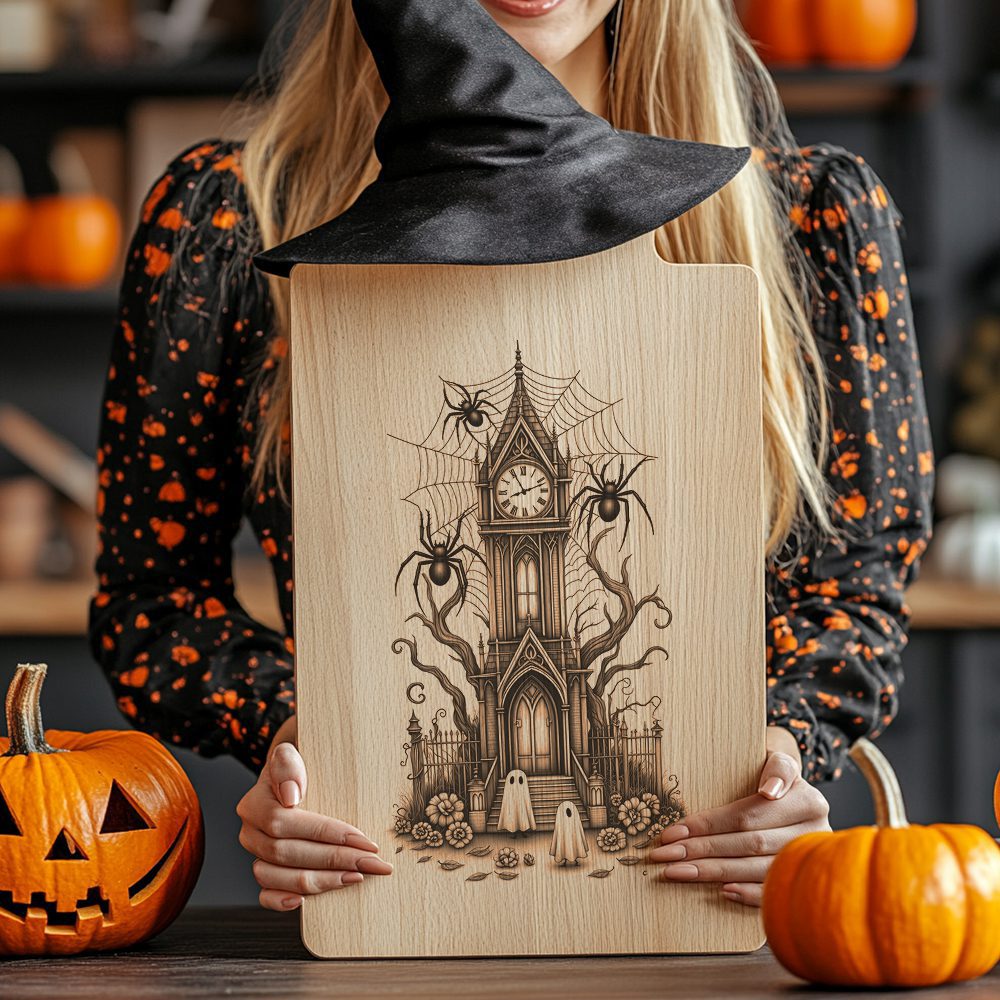 Halloween Charcuterie Board Laser Engraving File, Enchanted Spider
