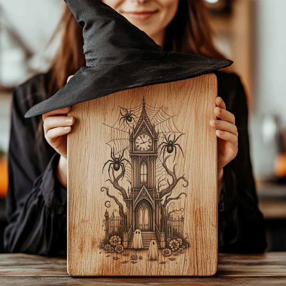 Halloween Charcuterie Board Laser Engraving File, Enchanted Spider