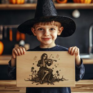 Halloween Charcuterie Board Laser Engraving File, Gothic Violinist,