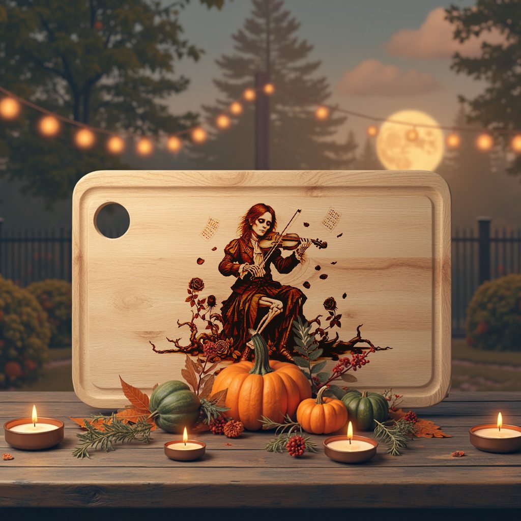 Halloween Charcuterie Board Laser Engraving File, Gothic Violinist,