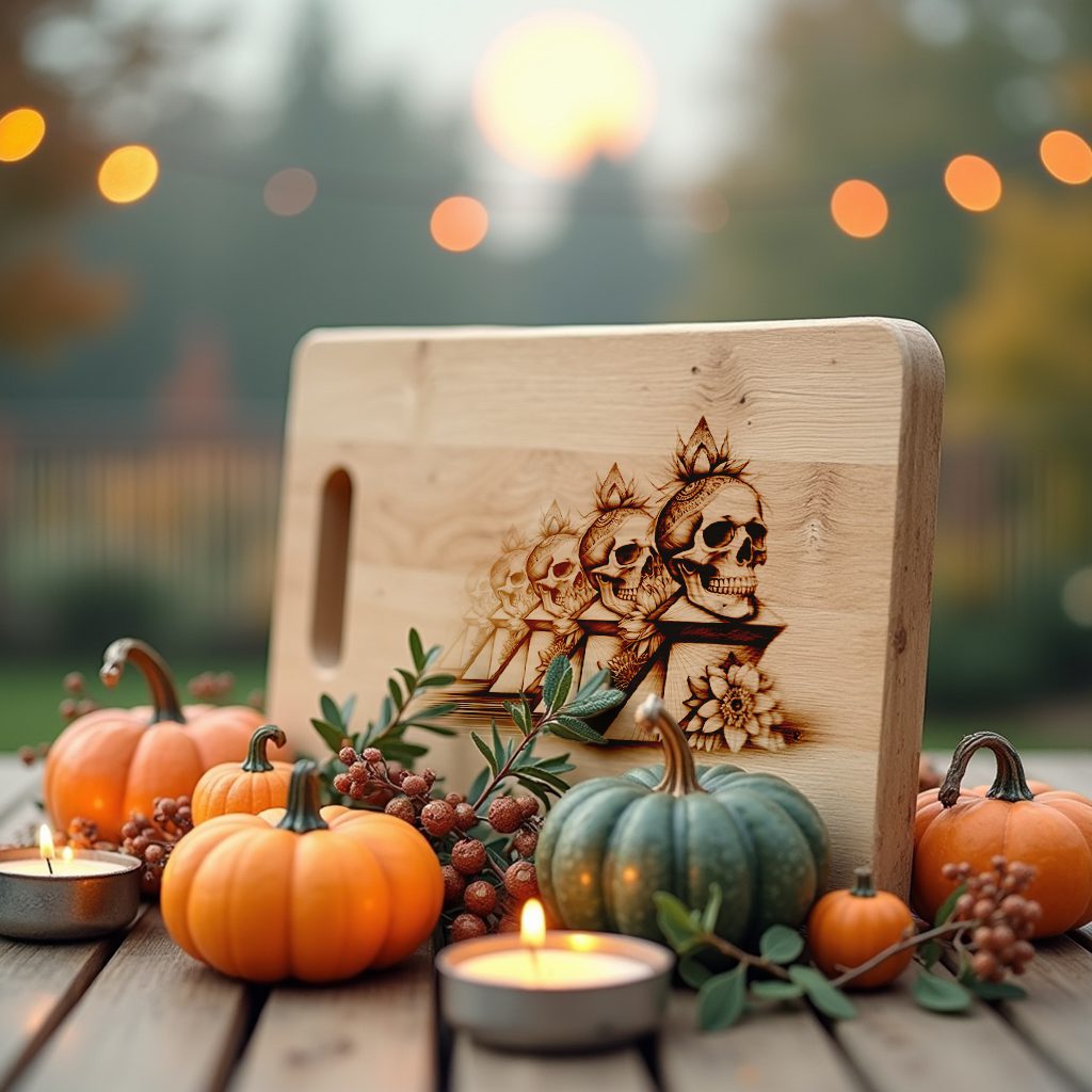 Halloween Charcuterie Board Laser Engraving File, Ornate Skull Pedestal Display - immagine 4