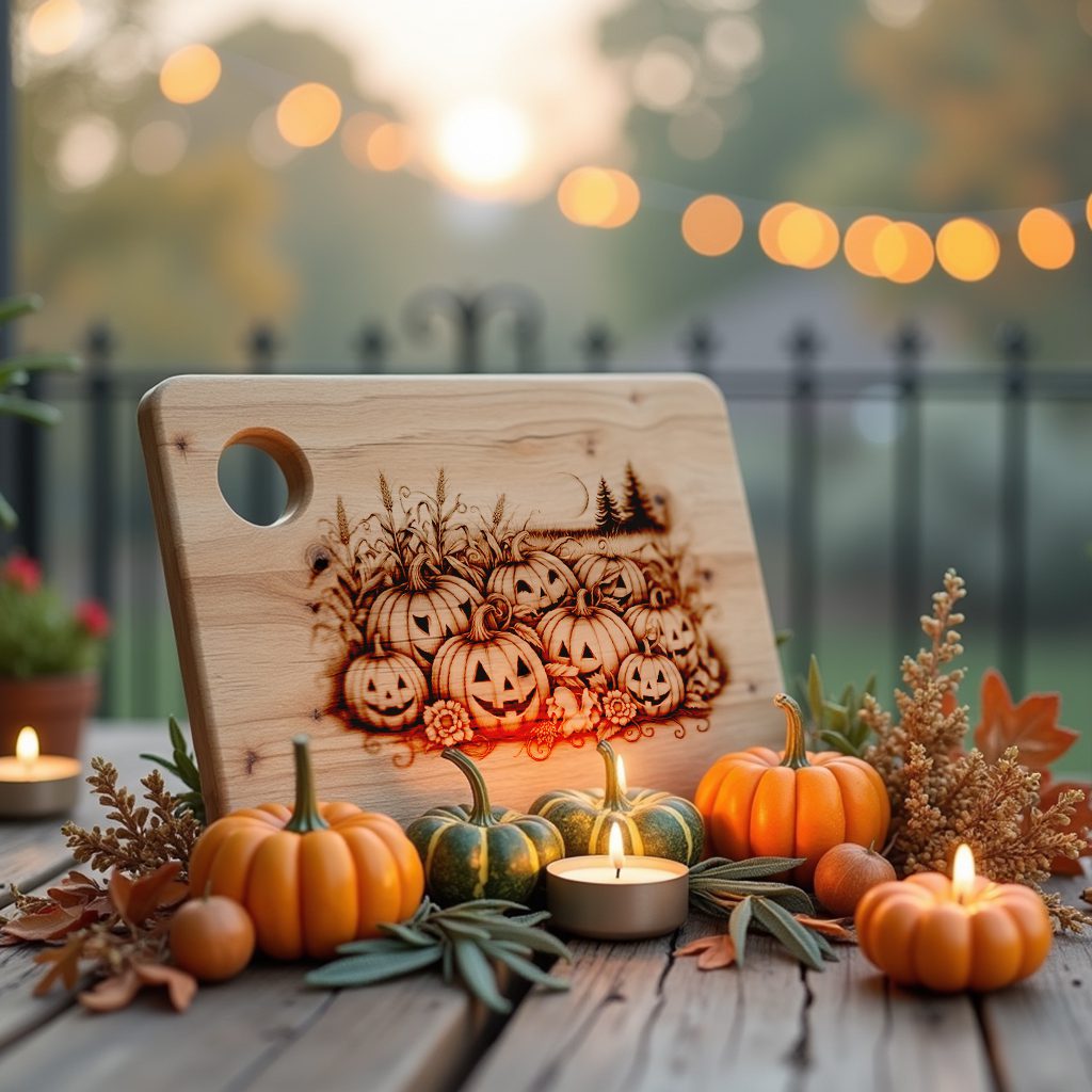 Halloween Charcuterie Board Laser Engraving File, Pumpkin Patch Border Design - Imagen 4