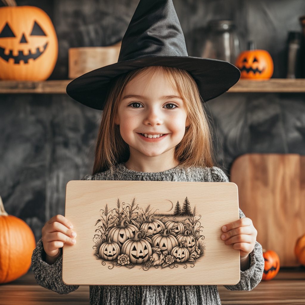 Halloween Charcuterie Board Laser Engraving File, Pumpkin Patch Border Design - Imagen 5