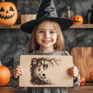 Halloween Charcuterie Board Laser Engraving File, Spooky Mask