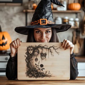 Halloween Charcuterie Board Laser Engraving File, Spooky Mask