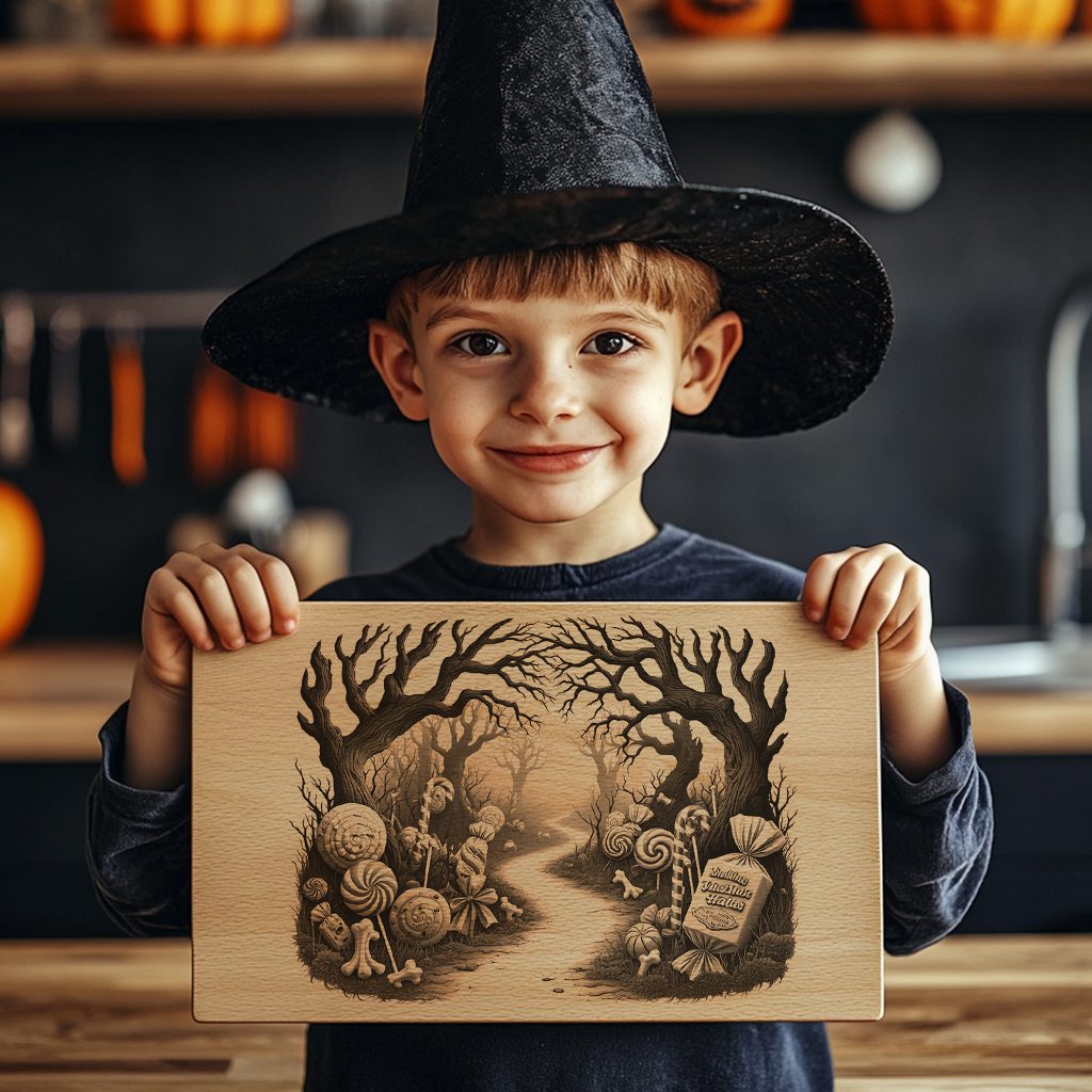 Halloween Charcuterie Board Laser Engraving File, Twisted Candy Forest Path Design – Image 2