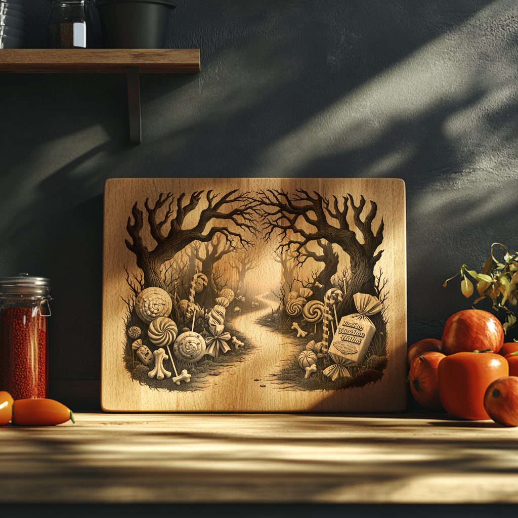 Halloween Charcuterie Board Laser Engraving File, Twisted Candy Forest Path Design – Image 6