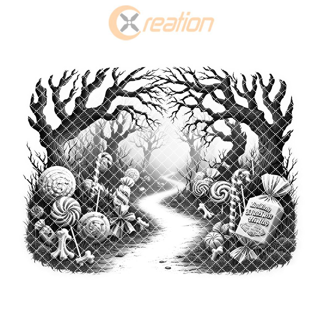Halloween Charcuterie Board Laser Engraving File, Twisted Candy Forest Path Design – Image 7