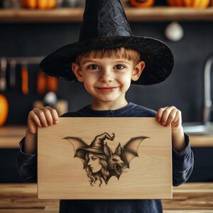 Halloween Charcuterie Board Laser Engraving File, Witch Bat