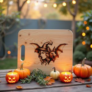 Halloween Charcuterie Board Laser Engraving File, Witch Bat