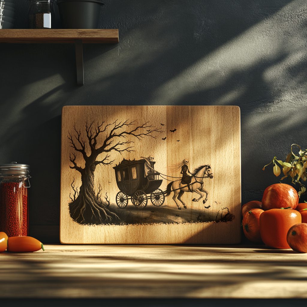 Halloween Charcuterie Board Laser File, Phantom Carriage Ride