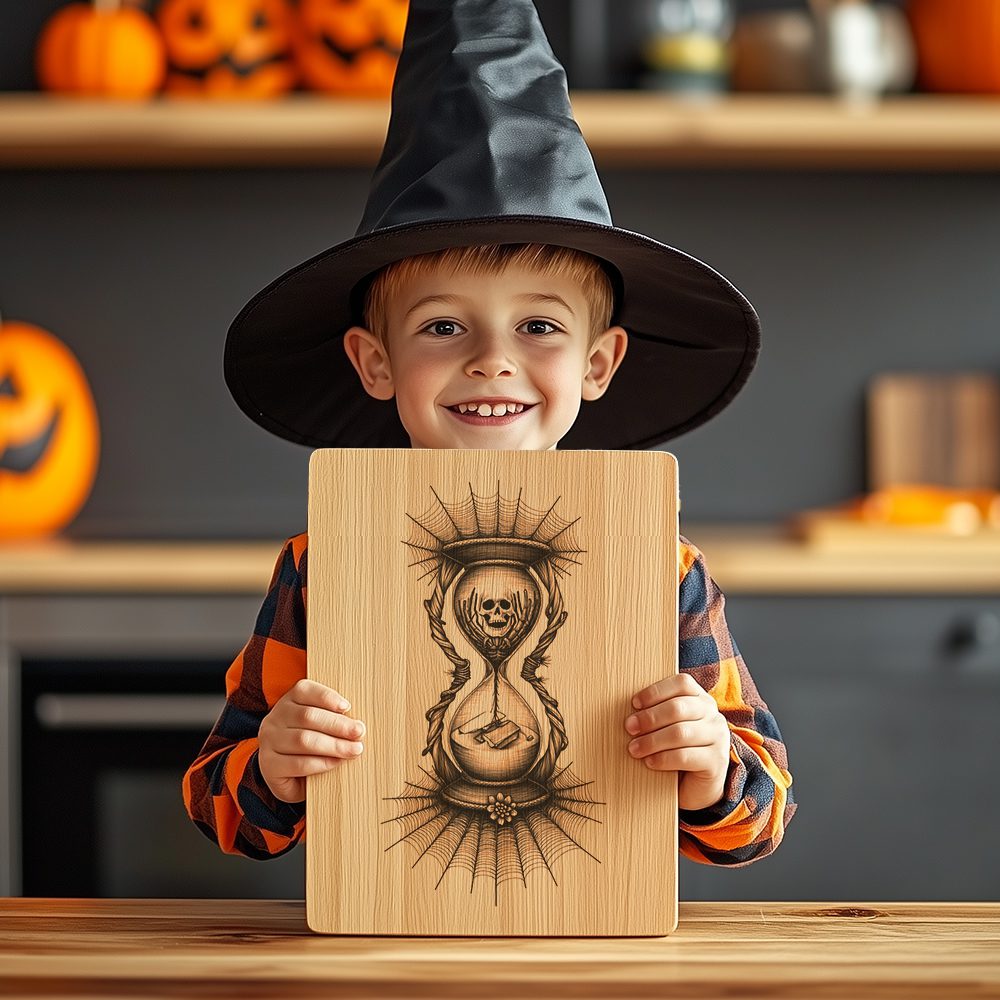 Halloween Charcuterie Board Laser File, Spiderweb Hourglass Engraving,
