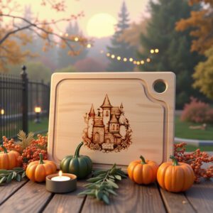 Halloween Charcuterie Board Laser File, Witch Castle Silhouette,