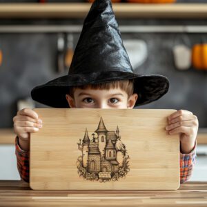Halloween Charcuterie Board Laser File, Witch Castle Silhouette,