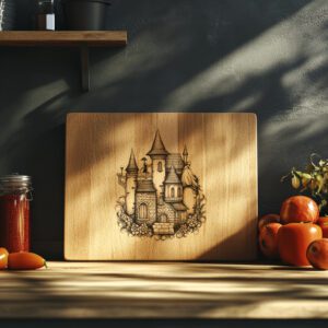 Halloween Charcuterie Board Laser File, Witch Castle Silhouette,