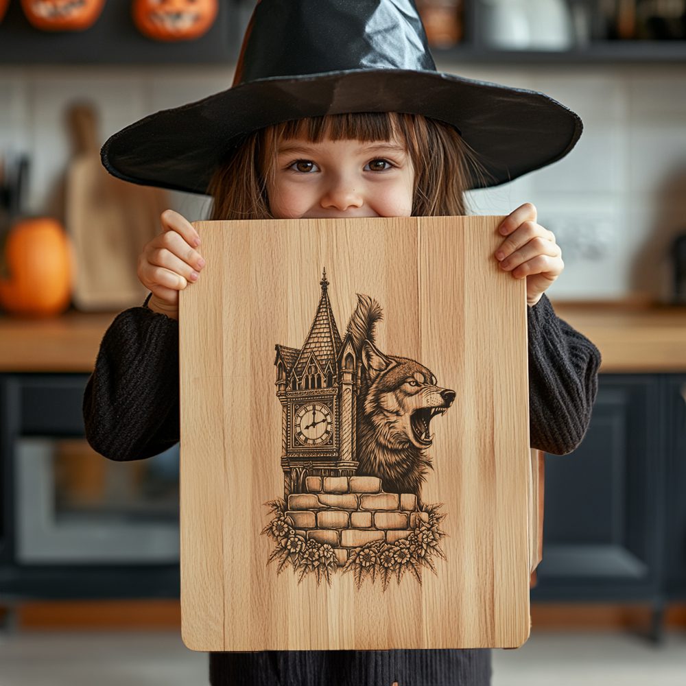Halloween Charcuterie Board, Werewolf Clock Tower, Gothic Cheese