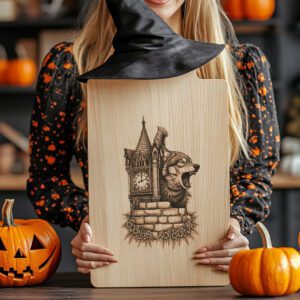 Halloween Charcuterie Board, Werewolf Clock Tower, Gothic Cheese