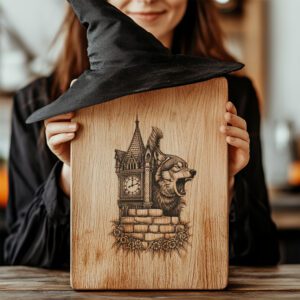 Halloween Charcuterie Board, Werewolf Clock Tower, Gothic Cheese