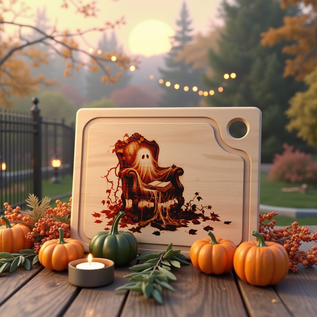 Halloween Haunted Charcuterie Board Laser File, Sinister Armchair, Spooky Design – Bild 5