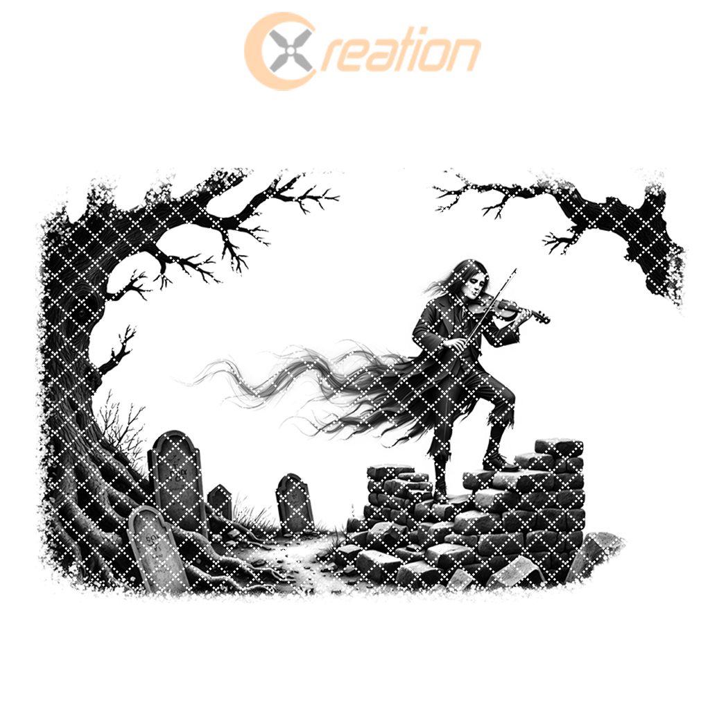 Halloween Haunted Violinist Laser Engraving File for Charcuterie