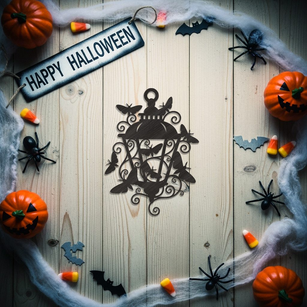 Halloween Lantern Laser File, Spooky Moth Ornament for