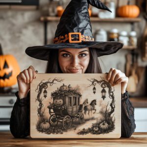 Halloween Laser Engraving Design for Charcuterie Board, Pumpkin