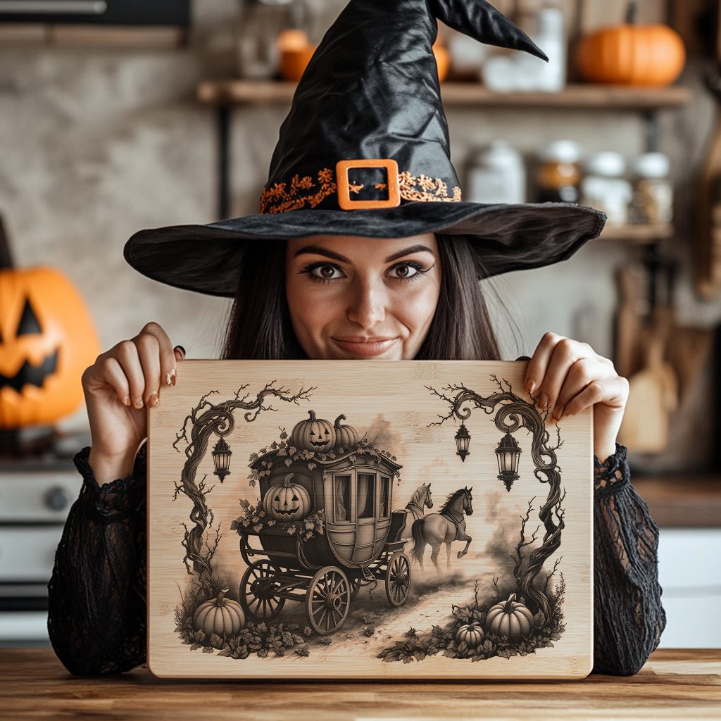 Halloween Laser Engraving Design for Charcuterie Board, Pumpkin