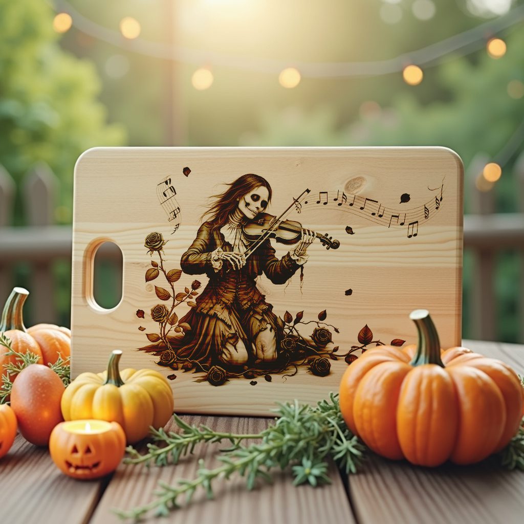 Halloween Laser Engraving File, Gothic Cursed Violinist Art