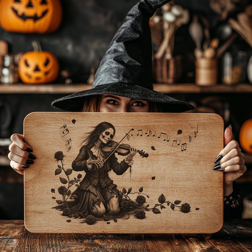 Halloween Laser Engraving File, Gothic Cursed Violinist Art