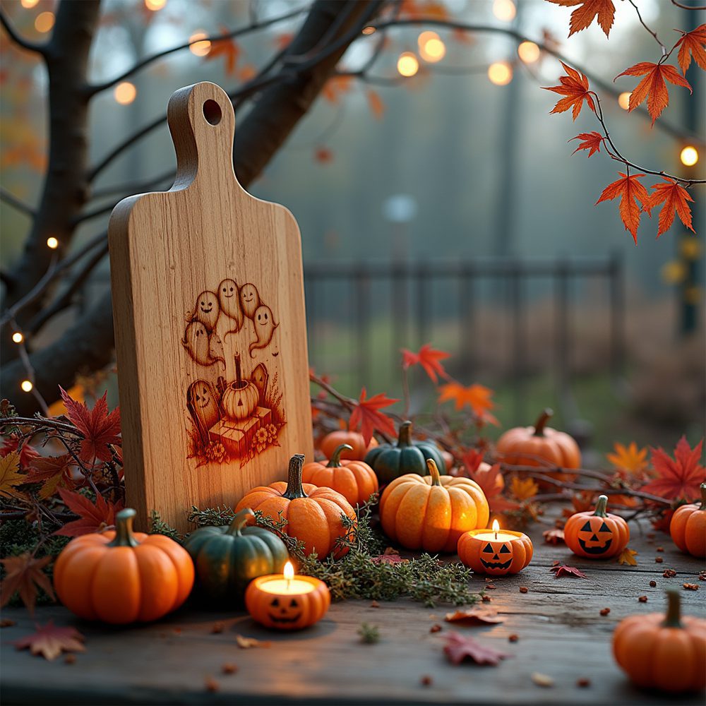 Halloween Laser Engraving File, Grinning Ghost Charcuterie Board Design, Spooky Decor – Image 7