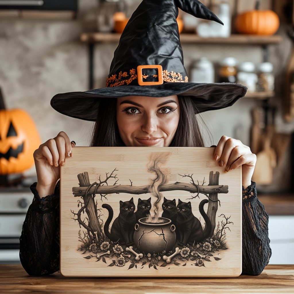 Halloween Laser Engraving File, Sinister Black Cat, Spooky