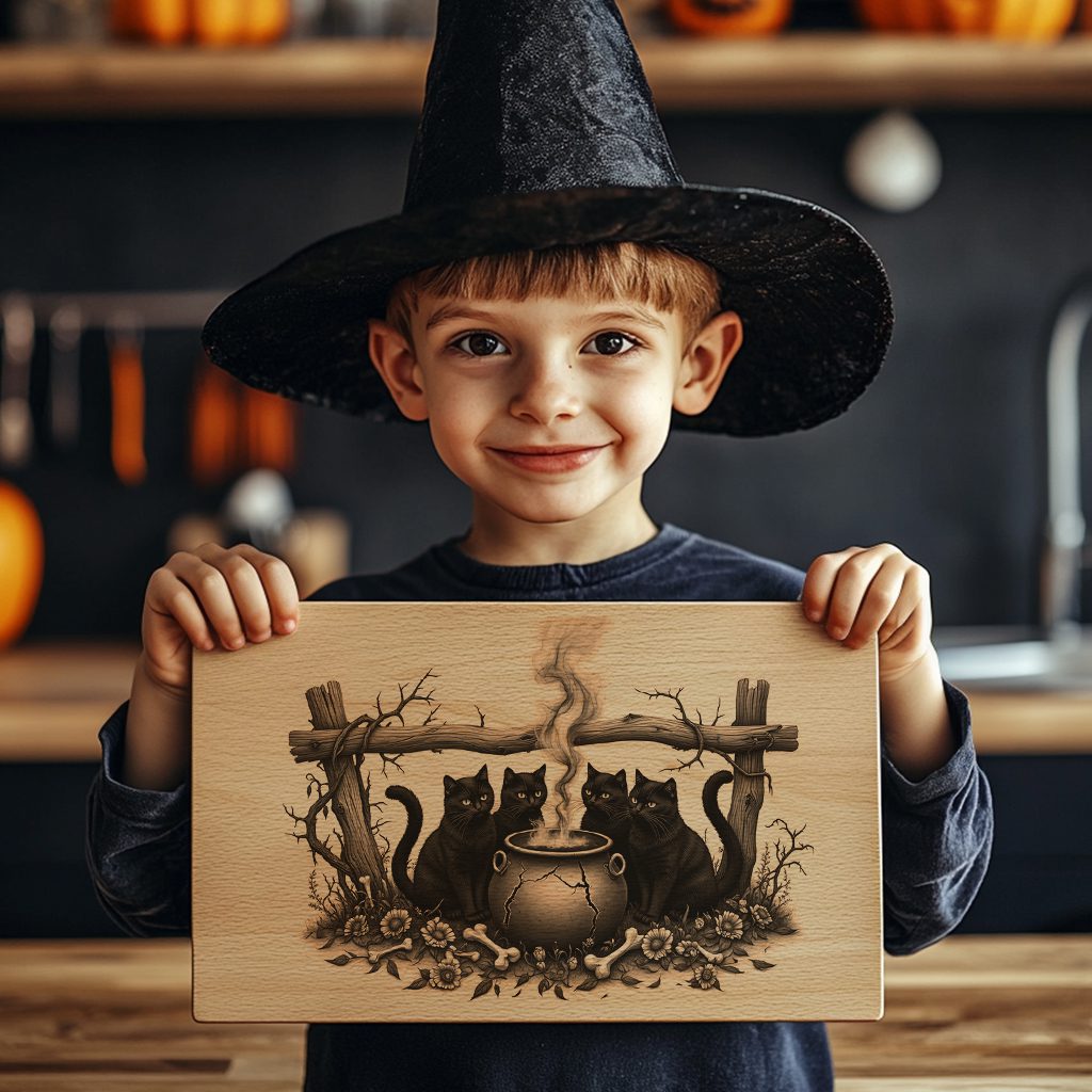 Halloween Laser Engraving File, Sinister Black Cat, Spooky