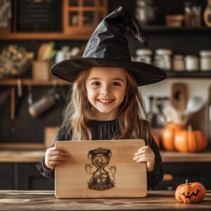 Halloween Laser Engraving File, Skull Hourglass Charcuterie Board
