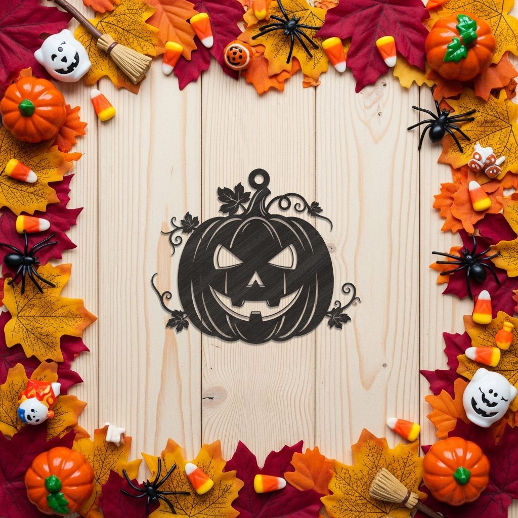 Halloween Ornament Laser File, Pumpkin Carving Decor, Black White Spooky Design – Bild 3