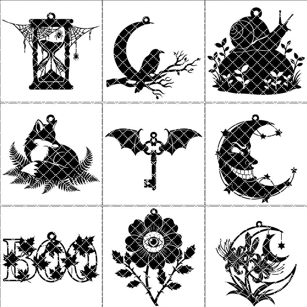 Halloween Ornamente Bundle, Gruseliges Laserdekor, Set mit 9 Hängenden Dekorationen – Bild 7