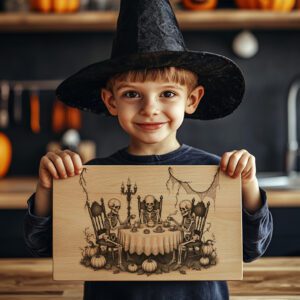 Halloween Skeleton Tea Party Laser Engraving File, Charcuterie