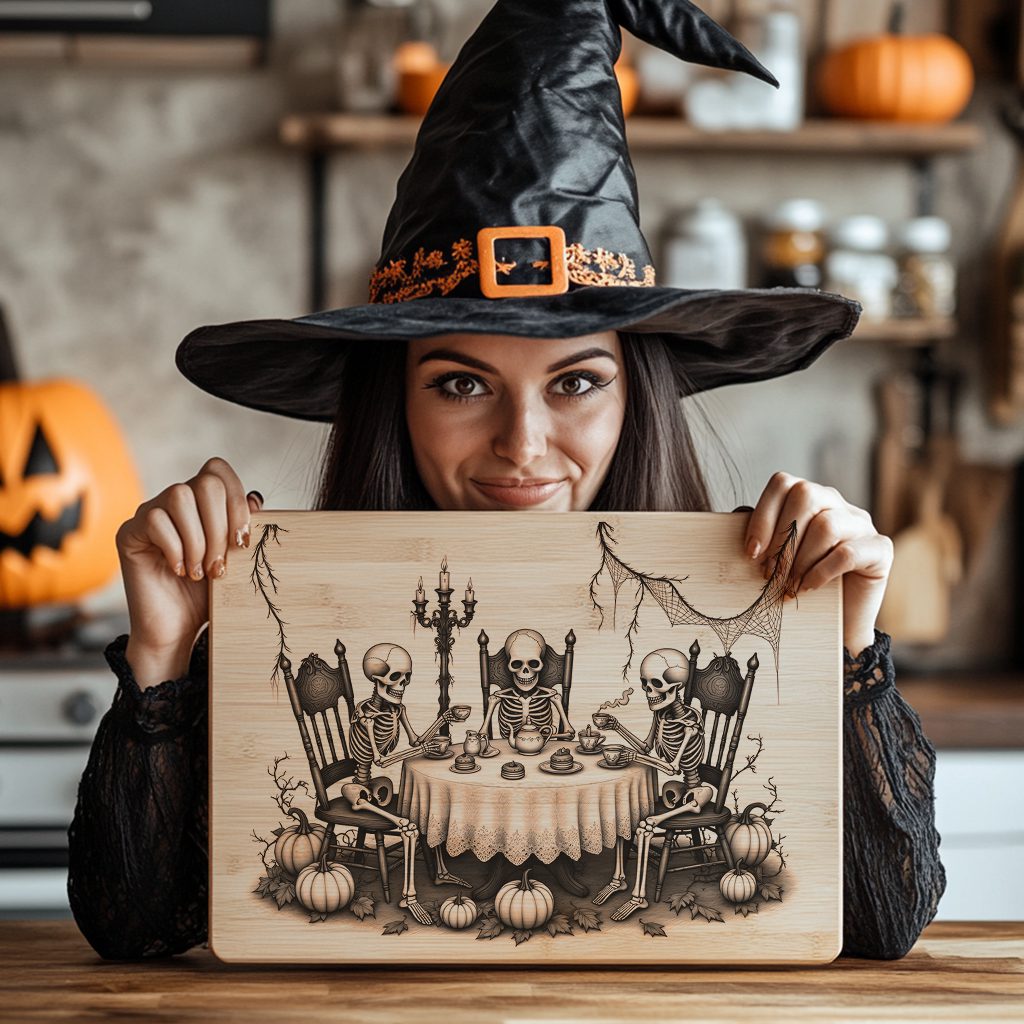 Halloween Skeleton Tea Party Laser Engraving File, Charcuterie