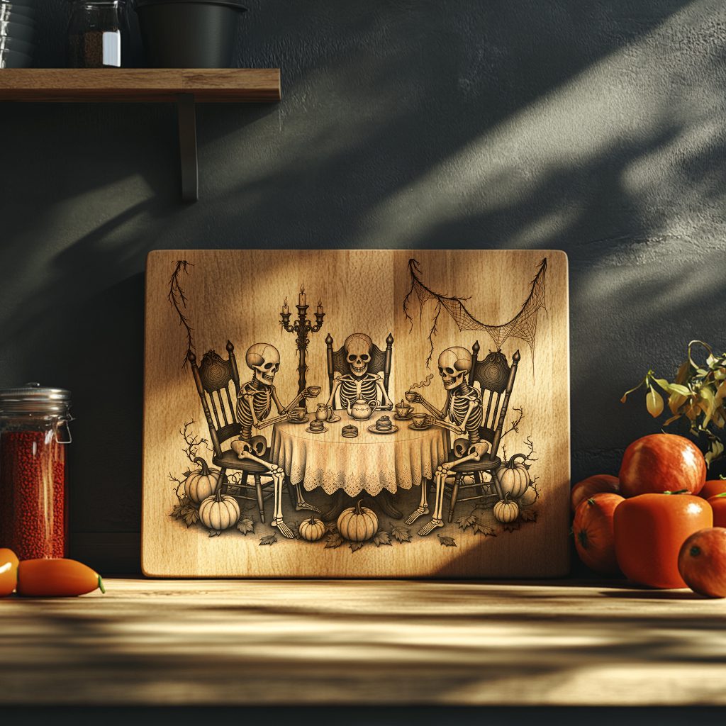 Halloween Skeleton Tea Party Laser Engraving File, Charcuterie