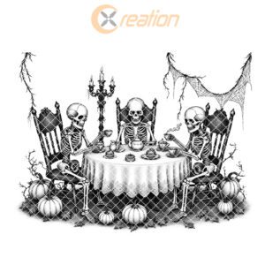 Halloween Skeleton Tea Party Laser Engraving File, Charcuterie
