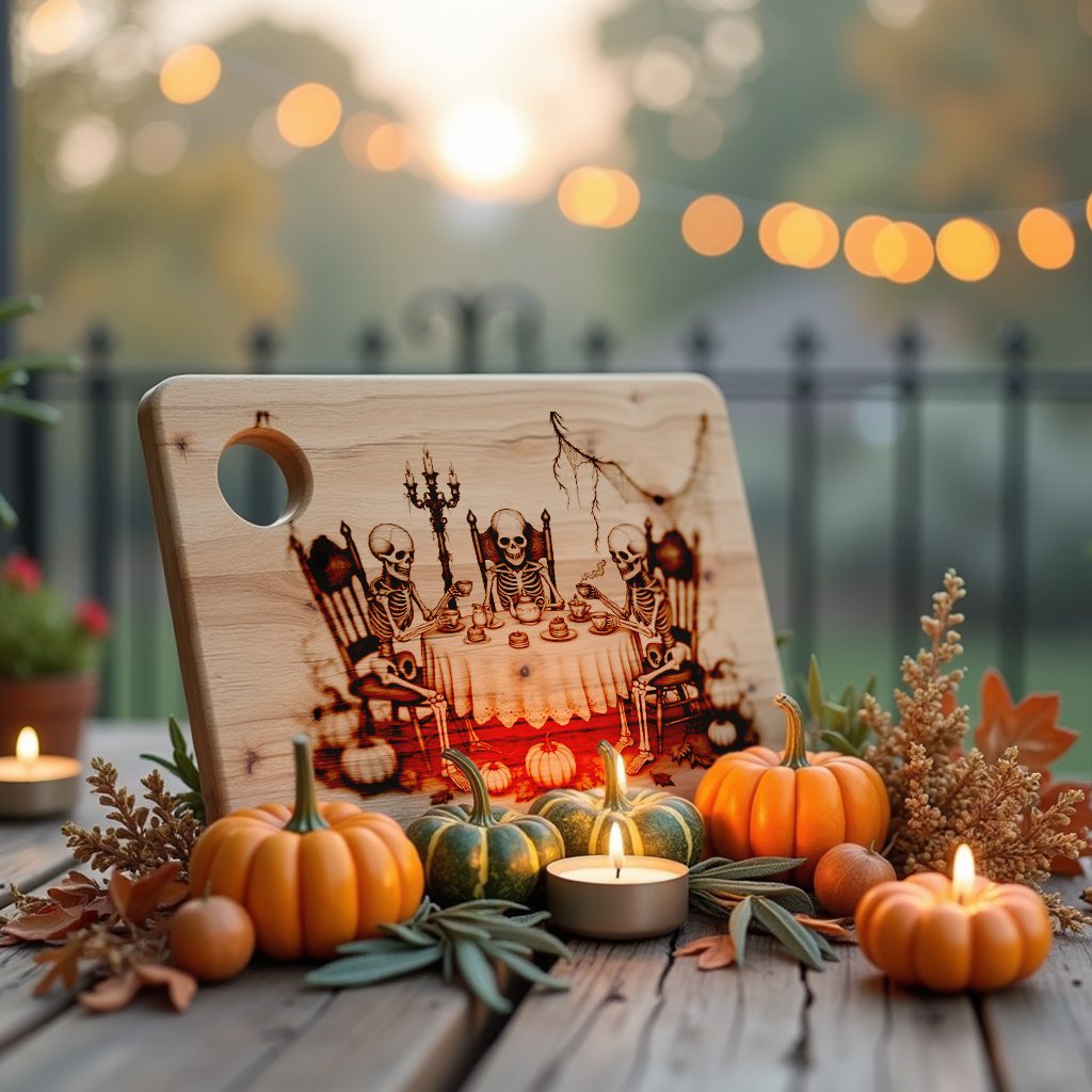 Halloween Skeleton Tea Party Laser Engraving File, Charcuterie