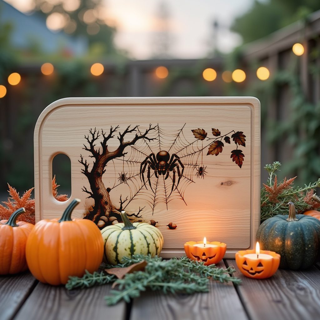 Halloween Spider Web Laser Engraving File, Spooky Charcuterie