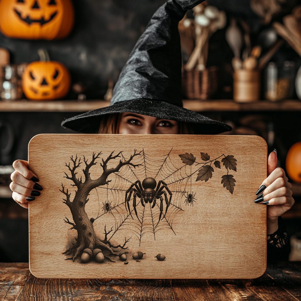 Halloween Spider Web Laser Engraving File, Spooky Charcuterie