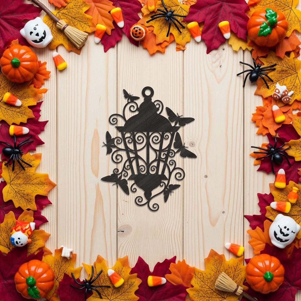 Moth Lantern Halloween Ornament Laser File, Spooky Gothic