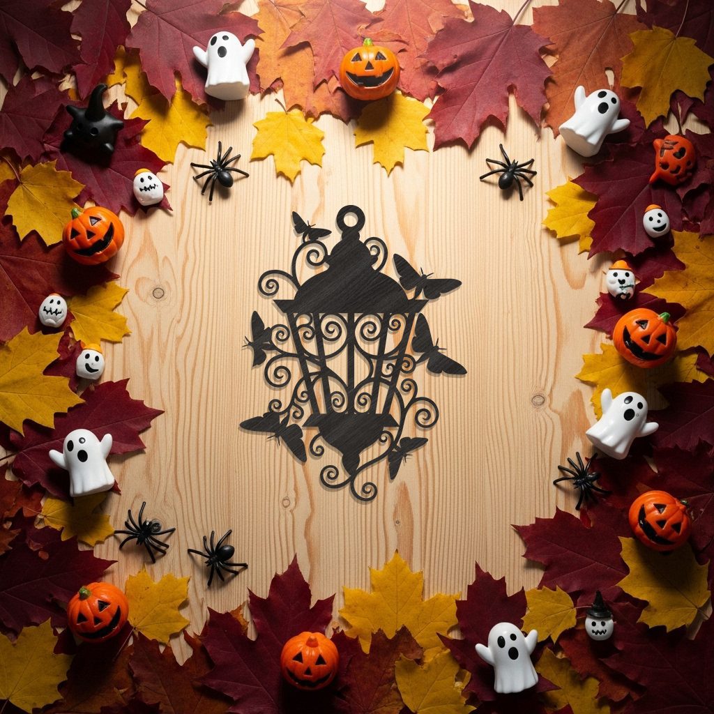 Moth Lantern Halloween Ornament Laser File, Spooky Gothic